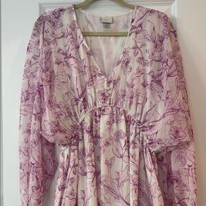 Purple Floral V-Neck Dress